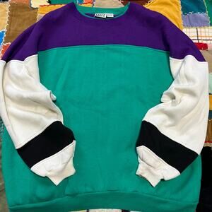 Vintage Trend Basics Purple/Green/Black/Cream Crewneck XL